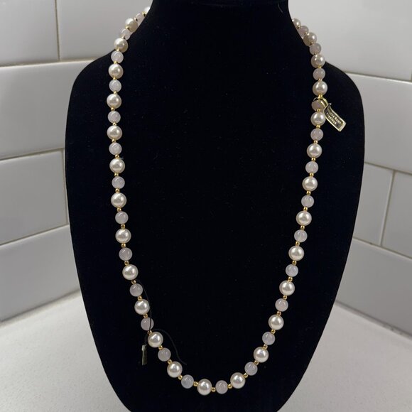 Milky Quartz and Synthetic Pearl Necklace - Picture 7 of 10